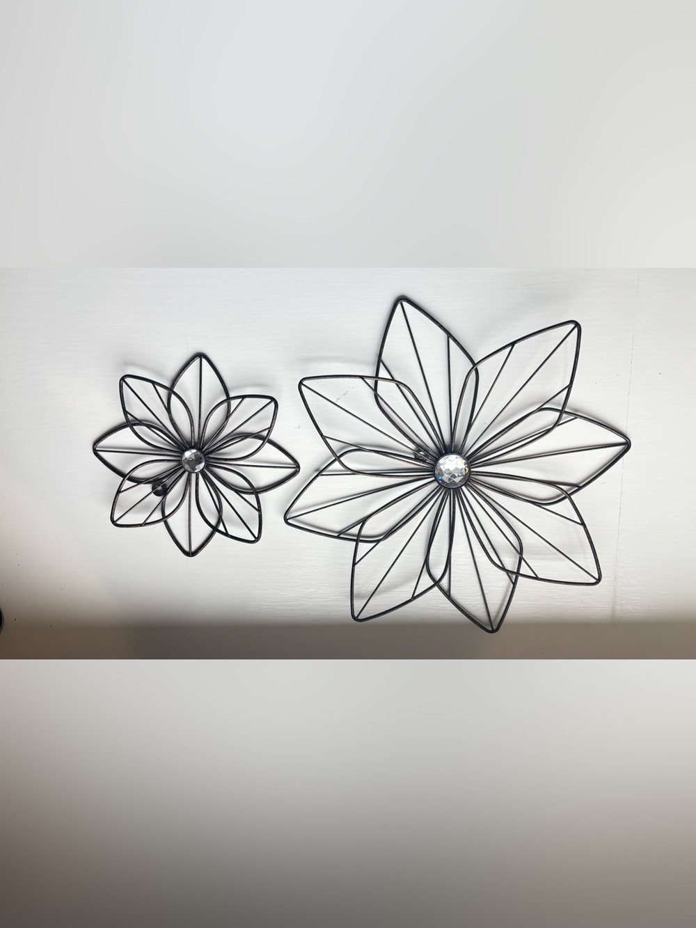 Hobby Lobby Black and Gold Wire Floral Wall Art with Crystal Center